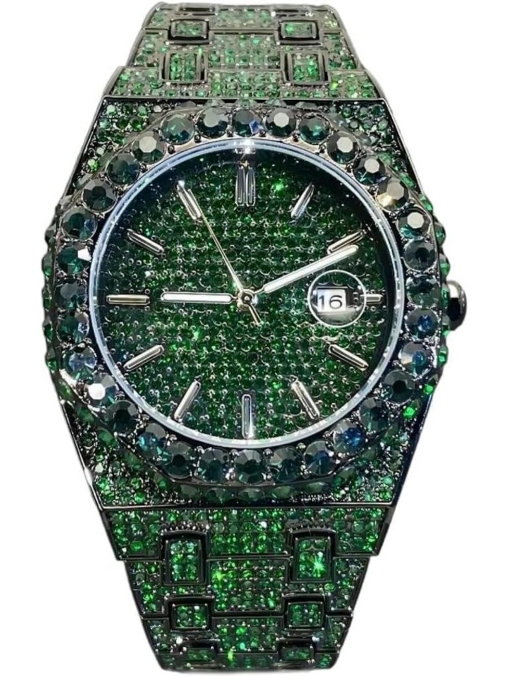 Black Quartz Watches for Men Special Trendy Calendar Luminous Hands Hip Hop